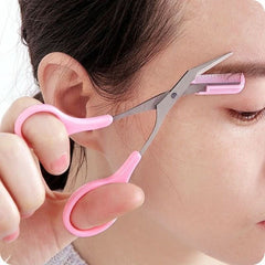 Eyebrow Scissors With Comb, Stainless Steel Scissors, Safety Eyebrow Makeup Scissors - Nimall