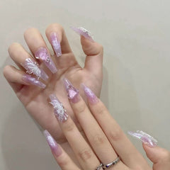 Fairy Ice Crystal Butterfly Pure Handmade Wear Armor Heavy Industry Light Luxury Wear Nail Art Pure Desire Advanced Sense Light Luxury Style - Nimall