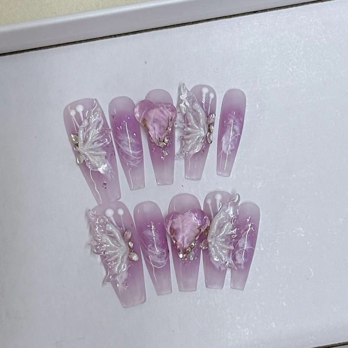 Fairy Ice Crystal Butterfly Pure Handmade Wear Armor Heavy Industry Light Luxury Wear Nail Art Pure Desire Advanced Sense Light Luxury Style - Nimall