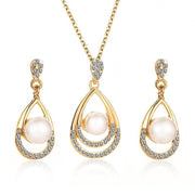 Fashion and Fashion Temperament Diamond Necklace Earrings Ring Combination - Nimall