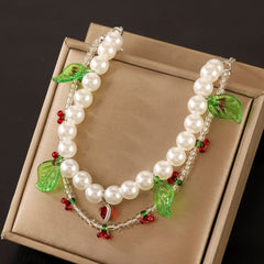 Fashion Beaded Cherry Bracelet Sweet Pearl Love Bracelet - Nimall