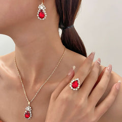 Fashion Colored Rhinestone Necklace Set Bridal Accessories - Nimall