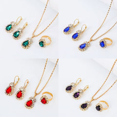 Fashion Colored Rhinestone Necklace Set Bridal Accessories - Nimall