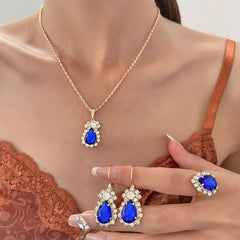 Fashion Colored Rhinestone Necklace Set Bridal Accessories - Nimall