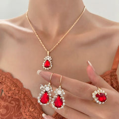 Fashion Colored Rhinestone Necklace Set Bridal Accessories - Nimall