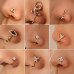 Fashion Creative Butterfly Flower Snake Nose Ring False Nose Accessories - Nimall