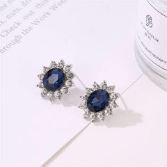 Fashion Set Jewelry Sunflower Zircon Earrings Sapphire Necklace Pendant - Nimall