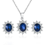 Fashion Set Jewelry Sunflower Zircon Earrings Sapphire Necklace Pendant - Nimall