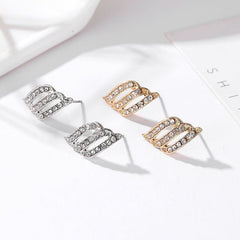 Fashion temperament earrings Angel wings earrings Feather diamond stud earrings Women - Nimall