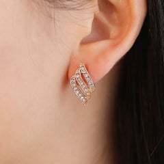 Fashion temperament earrings Angel wings earrings Feather diamond stud earrings Women - Nimall