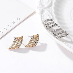 Fashion temperament earrings Angel wings earrings Feather diamond stud earrings Women - Nimall