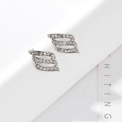 Fashion temperament earrings Angel wings earrings Feather diamond stud earrings Women - Nimall