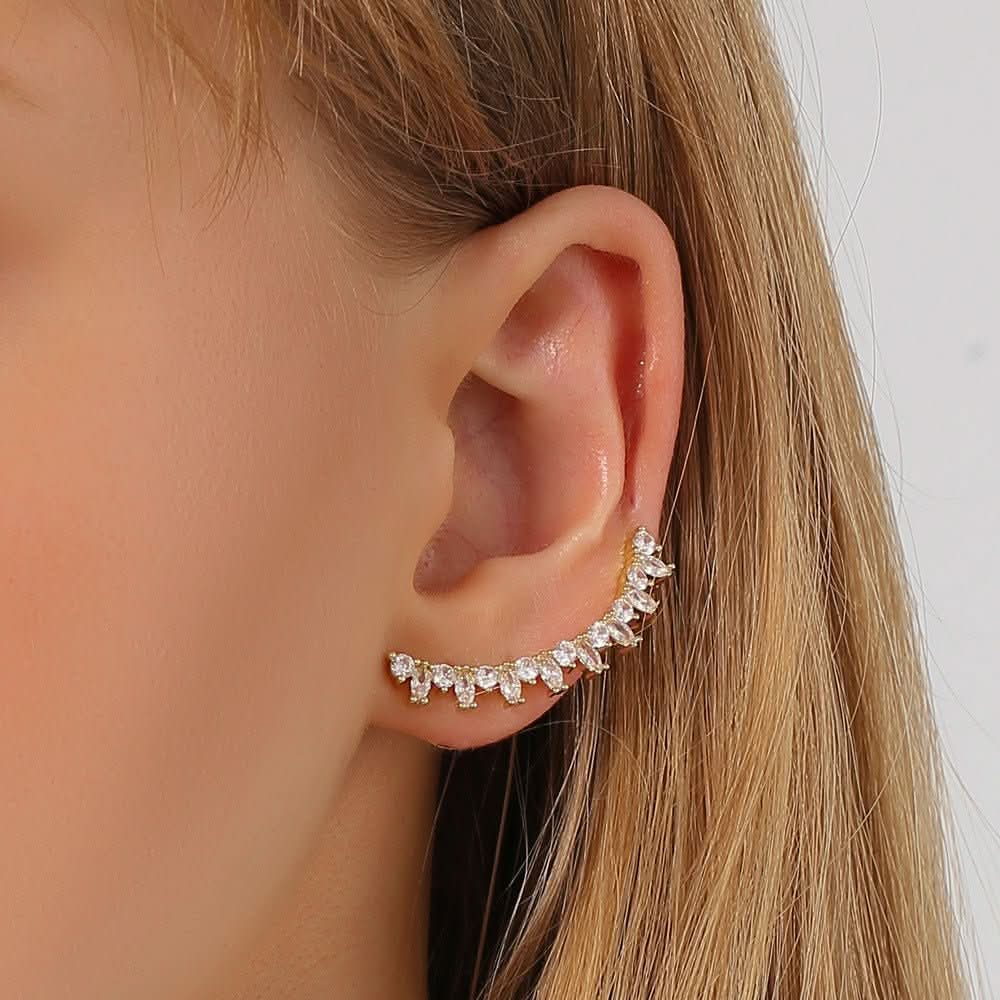 Fashion temperament niche design integrated diamond earclip personalized stud earrings - Nimall