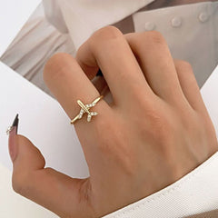 Fashion temperament niche design metal geometric opening index finger ring couple - Nimall