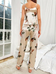 Floral Print Cami And Pants Pajama Set Womens Lingerie - Nimall