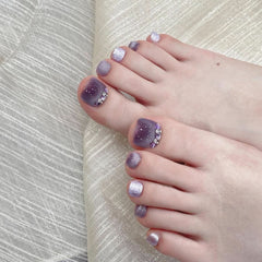 Foot nail pure handmade original wearing nail purple foot nail patch nail art finished product Internet celebrity wearing nail advanced sense - Nimall