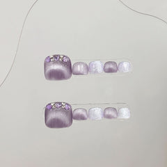 Foot nail pure handmade original wearing nail purple foot nail patch nail art finished product Internet celebrity wearing nail advanced sense - Nimall