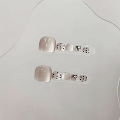 Foot nail pure handmade original wearing nail white foot nail patch nail art finished product Internet celebrity wearing nail advanced sense - Nimall