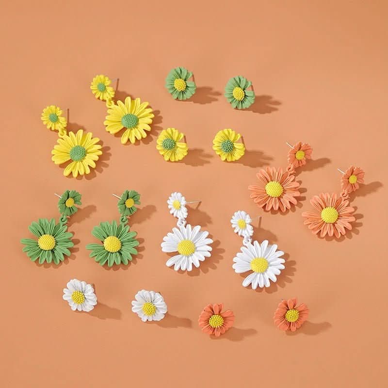 Fresh daisy stud earrings simple colored flower earrings women - Nimall