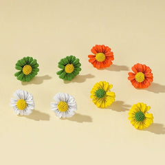 Fresh daisy stud earrings simple colored flower earrings women - Nimall