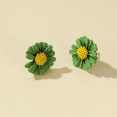 Fresh daisy stud earrings simple colored flower earrings women - Nimall