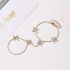 Fresh jewelry sweet flower finger chain femininity flower bracelet - Nimall