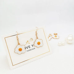 Fried egg earrings for non - pierced ears. - Nimall