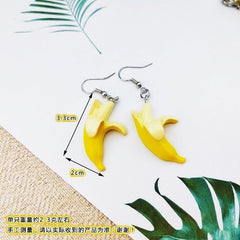 Fruit earrings, summer banana earrings, cute ear clips without piercings. - Nimall