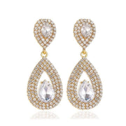 Full diamond atmospheric long earrings super flash water drop earrings temperament crystal earrings - Nimall