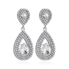 Full diamond atmospheric long earrings super flash water drop earrings temperament crystal earrings - Nimall