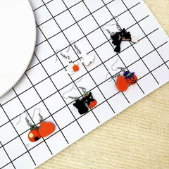 Funny earrings, pumpkin earrings, holiday decoration without pierced earrings - Nimall