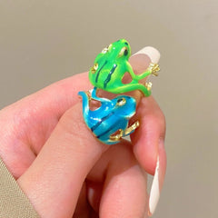 Funny niche design frog ring opening adjustable ring - Nimall