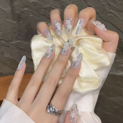 Gardenia tea smoothie small flower cat eye three - dimensional pure handmade macaron wearing nail short nail wear type - Nimall