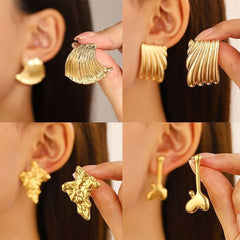 Geometric Earrings Women's Irregular Round Square Love Stud Earrings - Nimall