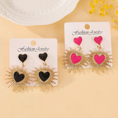 Geometric love earrings women's simple fashion peach heart stud earrings earrings - Nimall