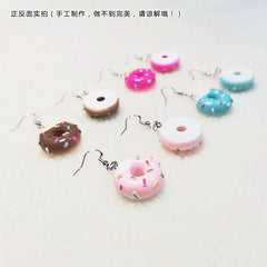 Girls Donut Food Long Earrings Hip Hop Ear Clip - Nimall