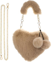 Girls Furry Heart Shaped Fluffy Wallet AL287 - Nimall