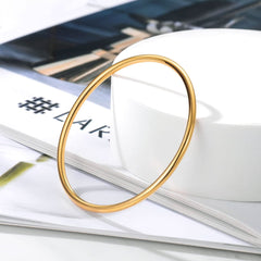 Gold Plated Bracelet Stainless Steel Glossy Stackable Thin Round Bangle Bracelet AL078 - Nimall