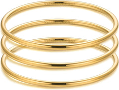 Gold Plated Bracelet Stainless Steel Glossy Stackable Thin Round Bangle Bracelet AL078 - Nimall