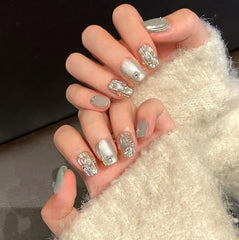 Green Buccellati Wear Nail Removable Diamond Ins Style Nail Patch Green Small Fresh Nail Patch - Nimall