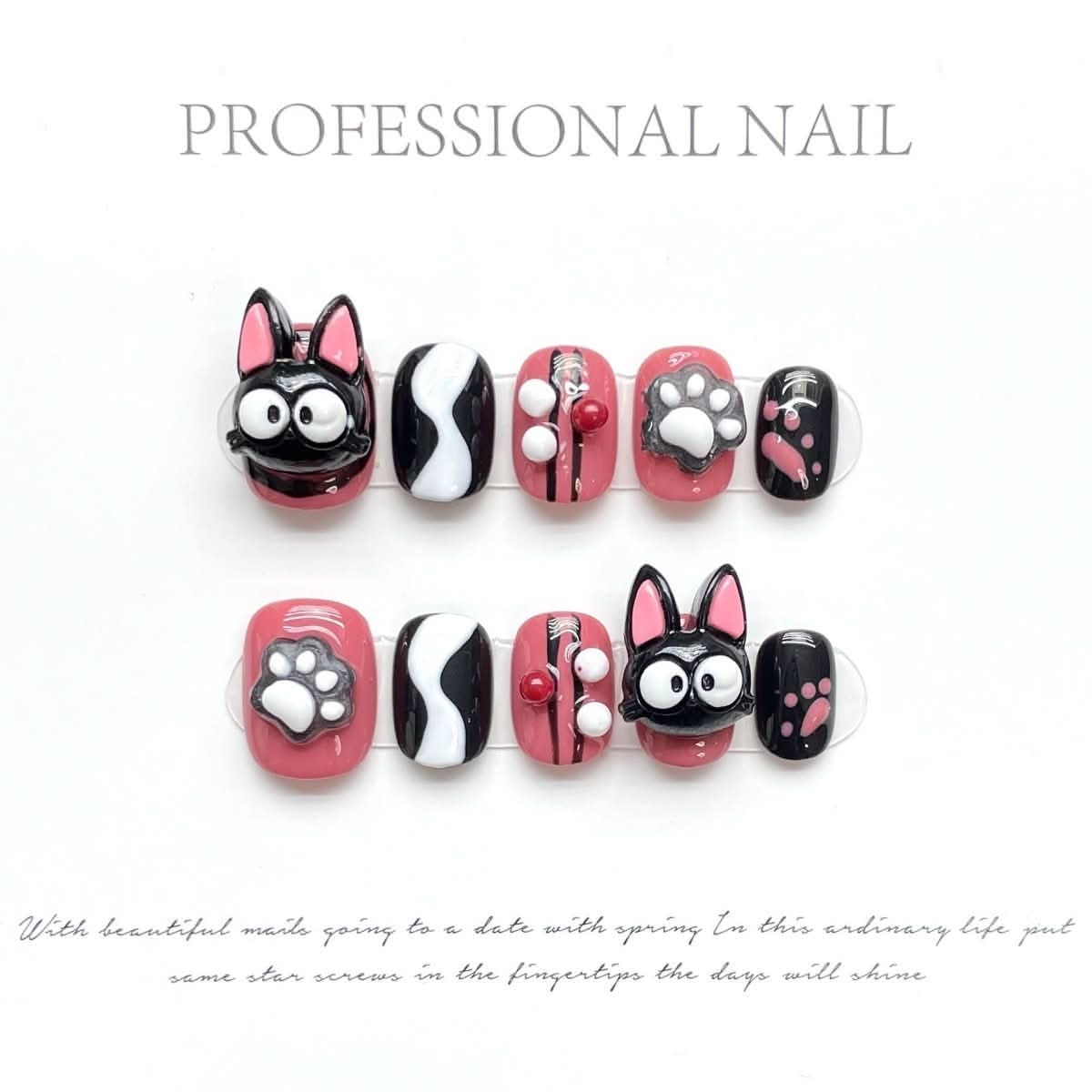 Hand - worn armor, cross - eyed cat claws, sweet, cool and cute wind removable fake nails, finished nail patch. - Nimall