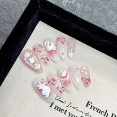 Hand - worn nail hand - carved three - dimensional swan advanced sense wearing nail art finished nails - Nimall