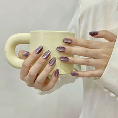 Hand - worn nail pads Ice - penetrating grape purple cat's eye gentle manicure False nails Removable manicure - Nimall