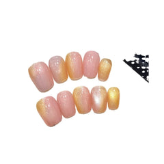 Handmade candy glass beads cat eye manicure wearing nail short summer 2024 new high - end niche white - Nimall