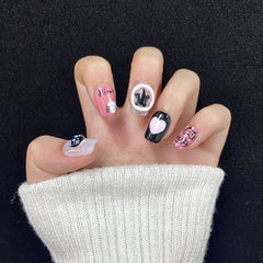 Handmade Wear Nail Dark Night Cat Nail Patch Graffiti Cat White Removable - Nimall