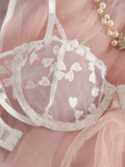 Heart Embroidery Transparent Lingerie Set Bra and Panty Sexy Women's Underwear - Nimall