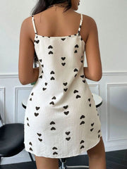 Heart Print Nightgown Womens Lingerie - Nimall