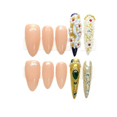 Huanhuan Armor Pure Handmade Court Wind Armor Advanced Nail Art White Sticker Fake Nails Removable Wearable Armor - Nimall