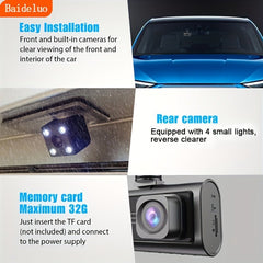 Infrared Night Vision Dash Cam HD 1080P Three Lens Optional Reverse Image 50% - Nimall