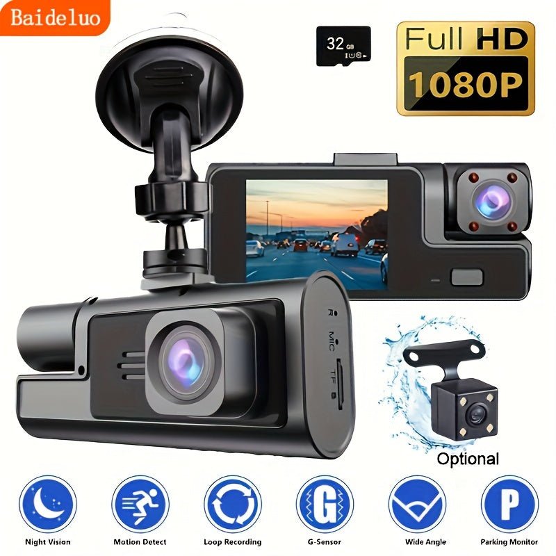 Infrared Night Vision Dash Cam HD 1080P Three Lens Optional Reverse Image 50% - Nimall